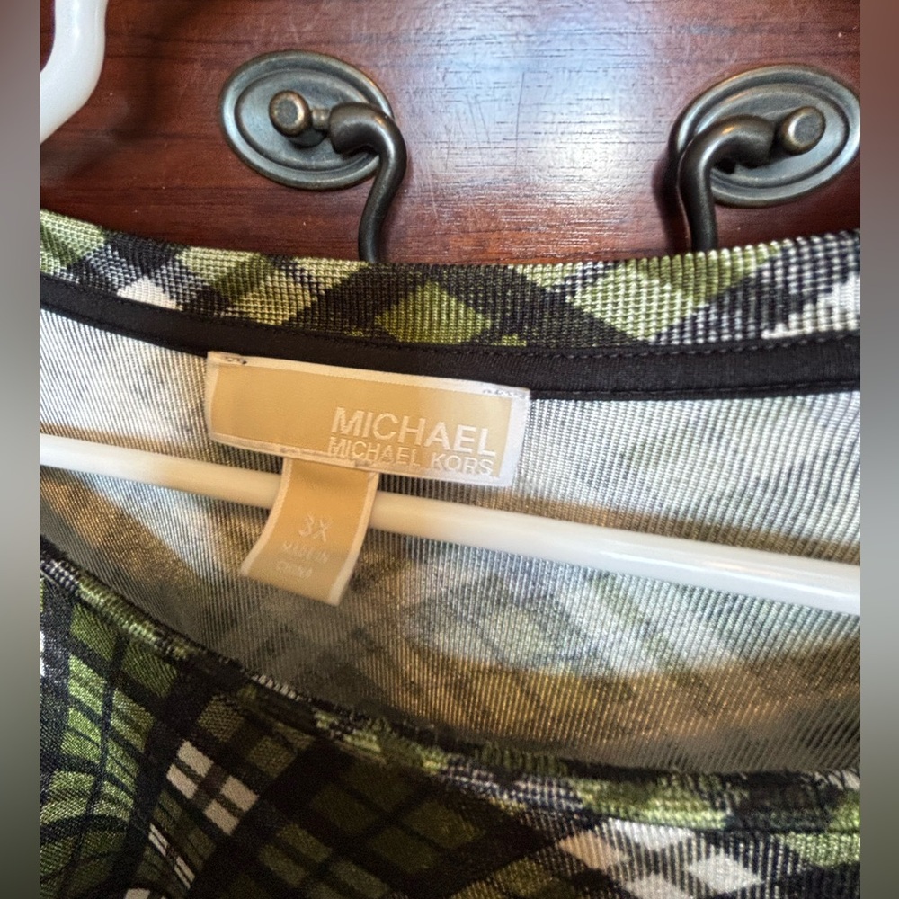 Michael Kors Green Plaid A-Line Skirt